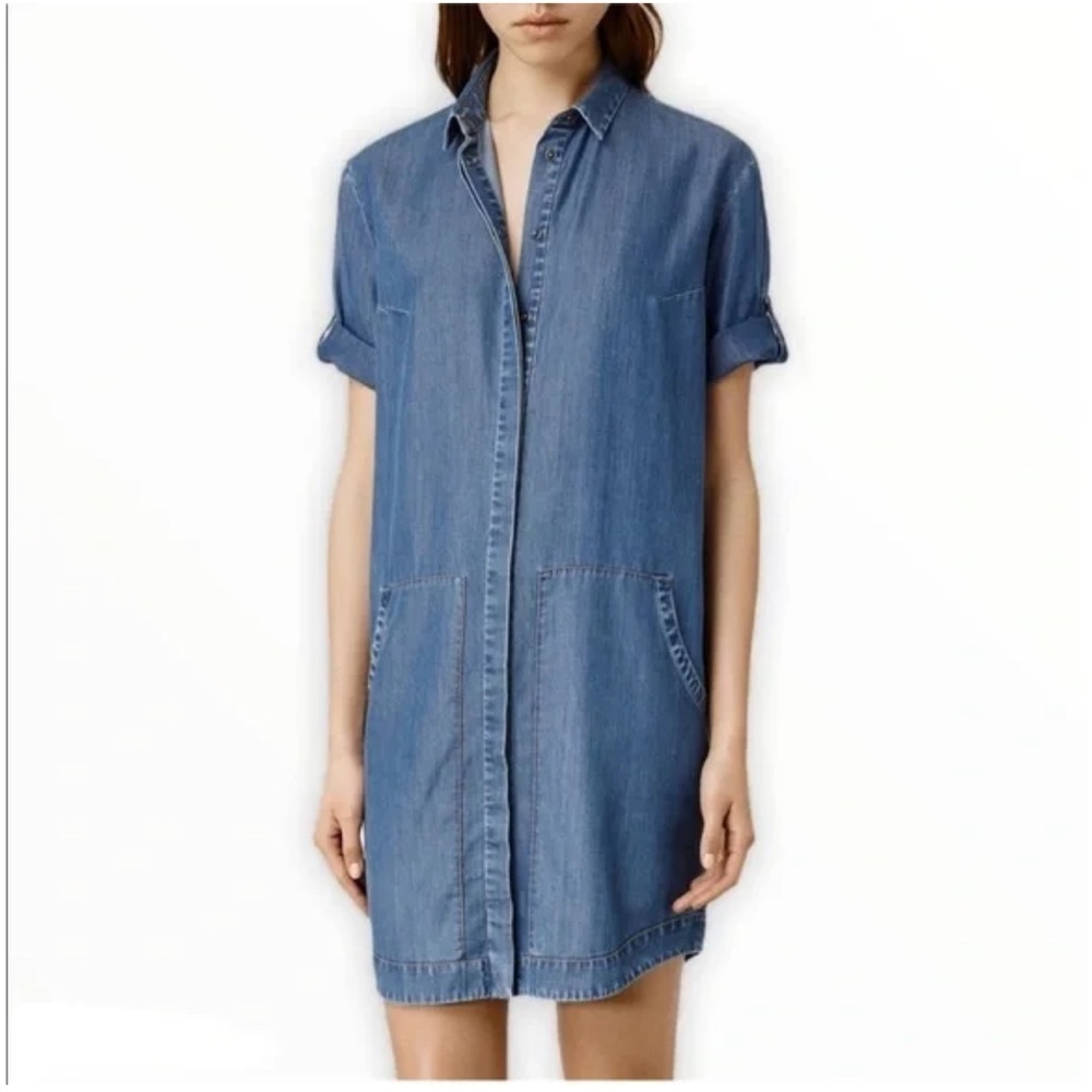 AllSaints Blue Denim Shirt Dress